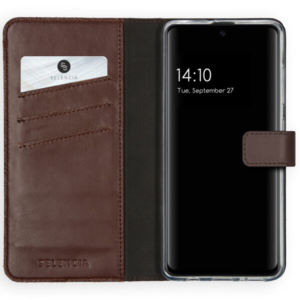 Selencia - Genuine Leather Bookcase voor Samsung Galaxy A51 - Brown