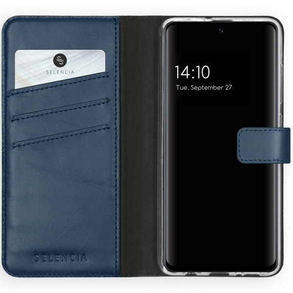Selencia - Genuine Leather Bookcase voor Samsung Galaxy A51 - Blue