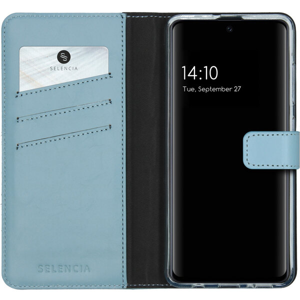 Selencia - Genuine Leather Bookcase voor Samsung Galaxy A51 - Air Blue