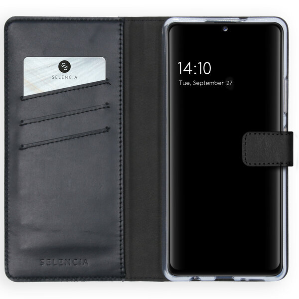 Selencia - Genuine Leather Case for Samsung Galaxy A42 - Black
