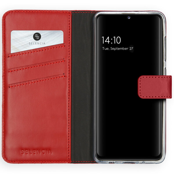 Selencia - Genuine Leather Bookcase voor Samsung Galaxy A41 - Red