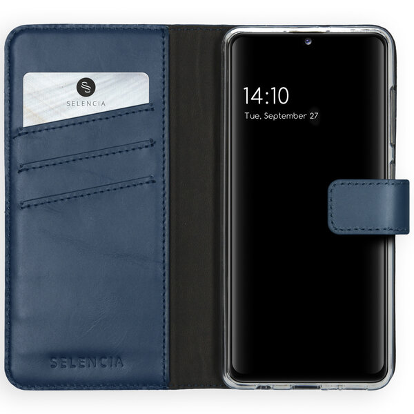 Selencia - Genuine Leather Bookcase voor Samsung Galaxy A41 - Blue