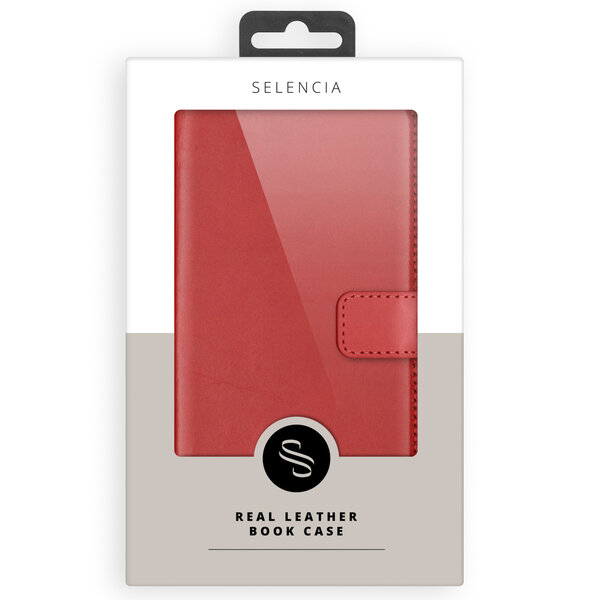 Selencia - Genuine Leather Bookcase voor Samsung Galaxy A35 - Red