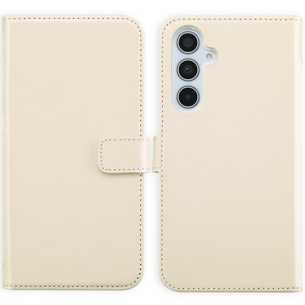Selencia - Genuine Leather Bookcase voor Samsung Galaxy A35 - Greige