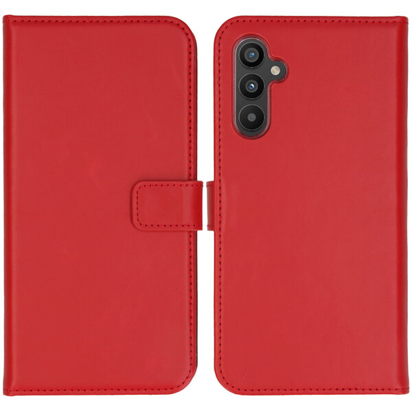 Selencia - Genuine Leather Bookcase voor Samsung Galaxy A34 (5G) - Red