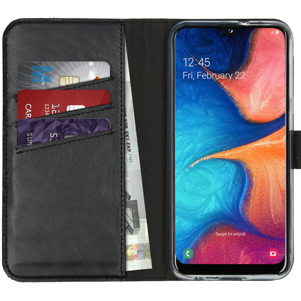 Selencia - Genuine Leather Bookcase voor Samsung Galaxy A20e - Black