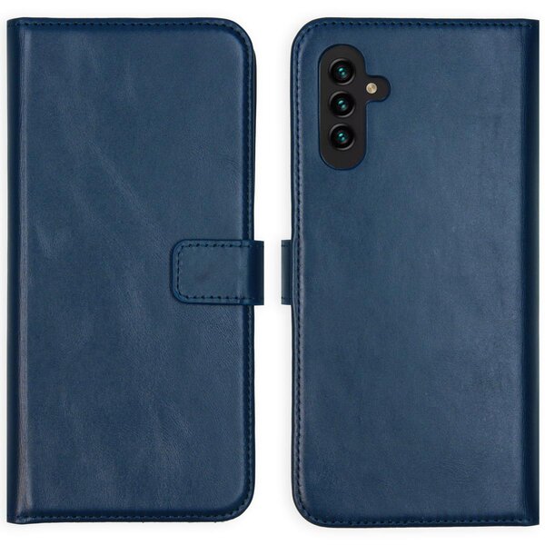 Selencia - Genuine Leather Bookcase voor Samsung Galaxy A13 (5G) / A04s - Blue