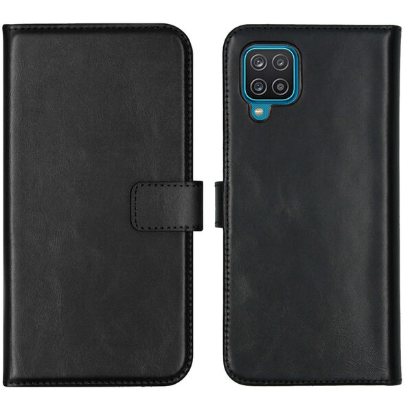 Selencia - Genuine Leather Bookcase voor Samsung Galaxy A12 - Black