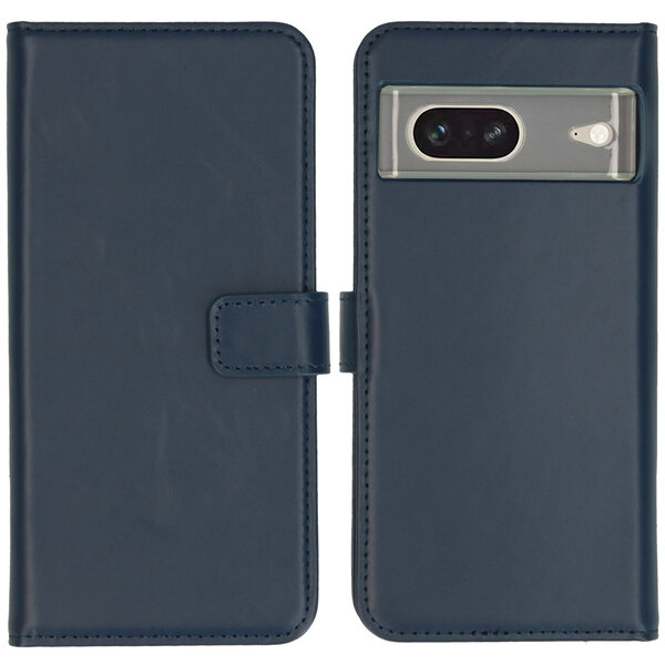 Selencia - Genuine Leather Bookcase voor Google Pixel 7 - Blue