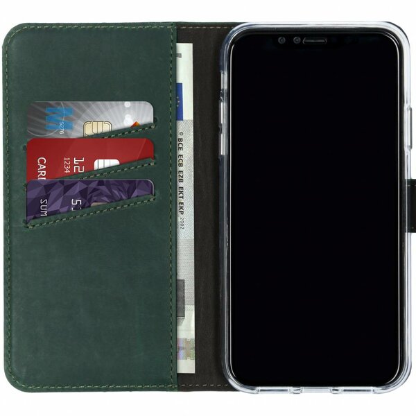 Selencia - Genuine Leather Bookcase voor Apple iPhone Xr - Green