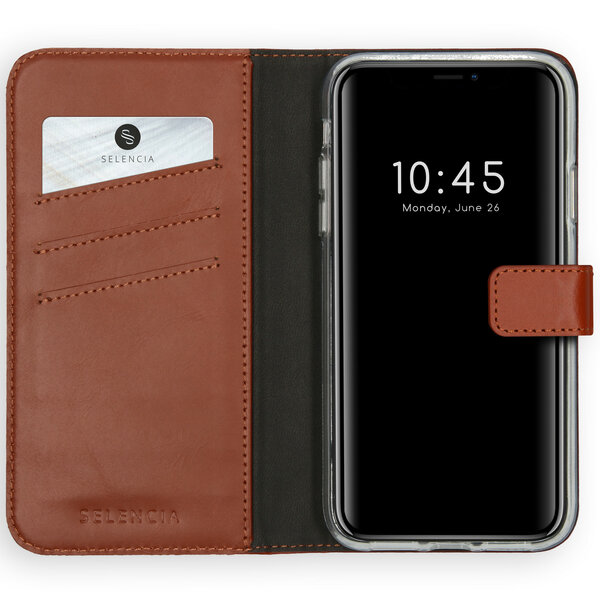 Selencia - Genuine Leather Bookcase voor Apple iPhone X / Xs - Light Brown