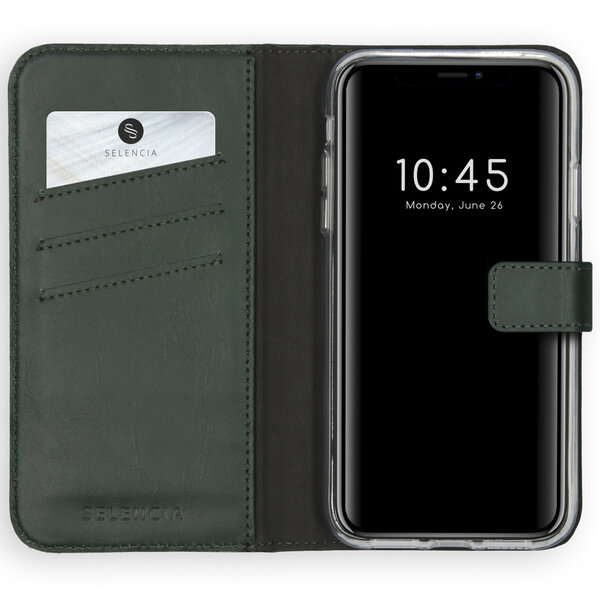 Selencia - Genuine Leather Bookcase voor Apple iPhone X / Xs - Green