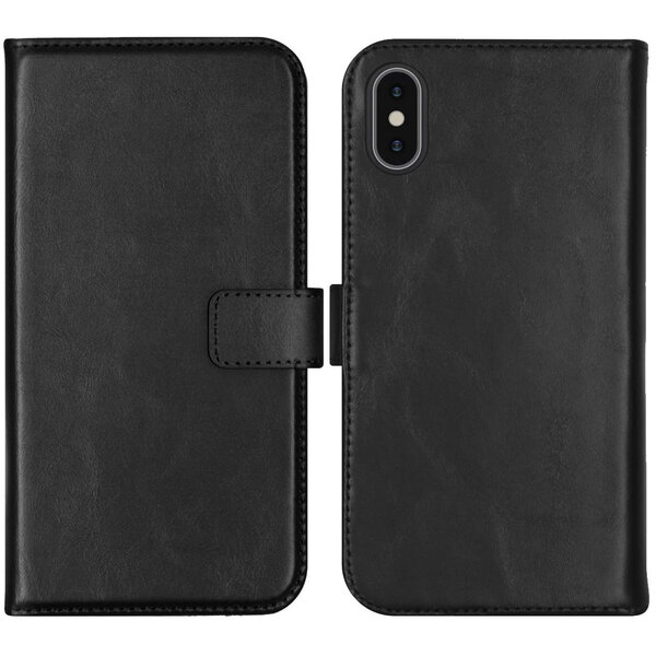 Selencia - Genuine Leather Bookcase voor Apple iPhone X / Xs - Black