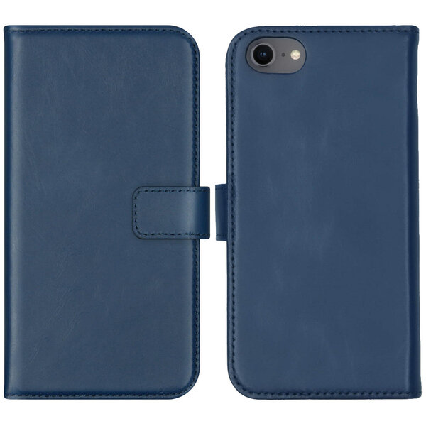 Selencia - Genuine Leather Bookcase voor Apple iPhone SE (2022 / 2020) / 8 / 7 / 6(s) - Blue