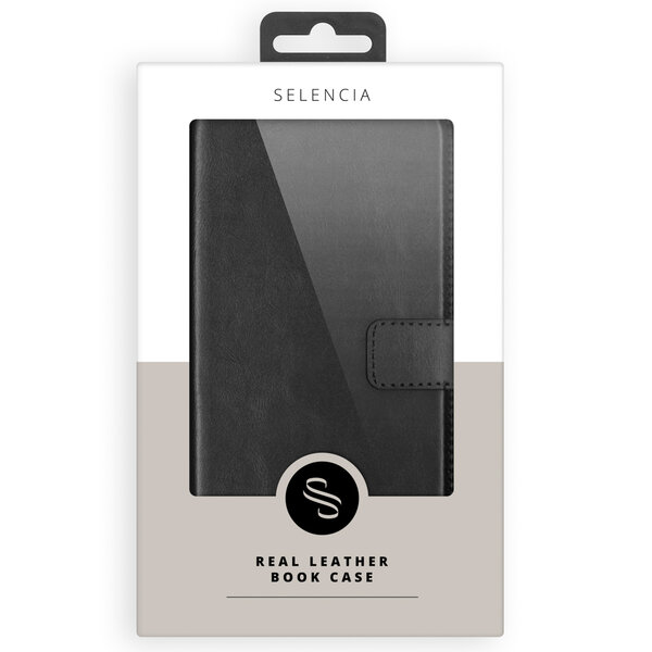 Selencia - Genuine Leather Bookcase voor Apple iPhone Air - Black