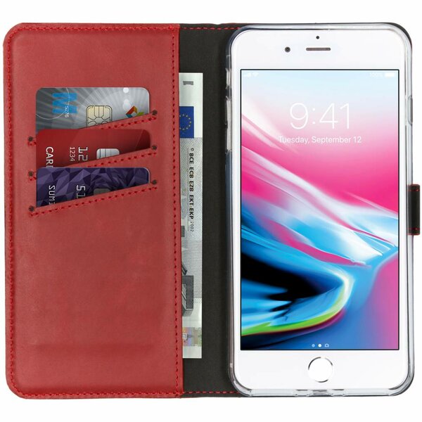Selencia - Genuine Leather Bookcase voor Apple iPhone 8 Plus / 7 Plus - Red