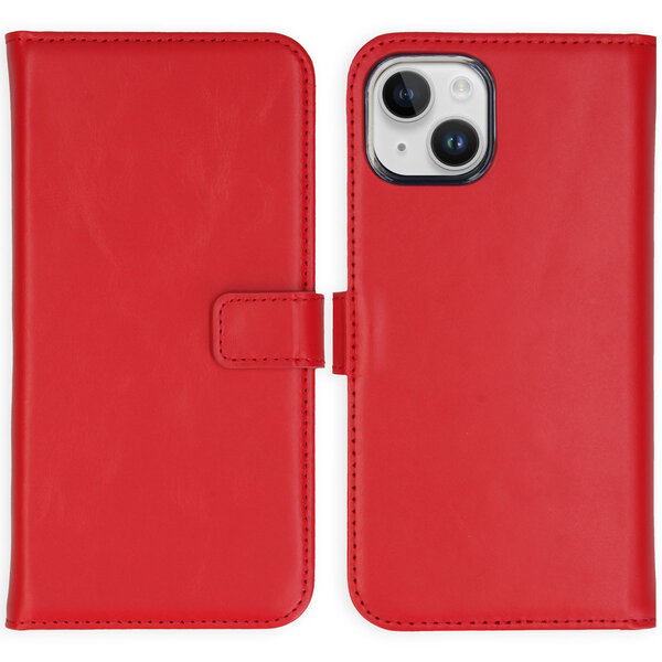Selencia - Genuine Leather Bookcase voor Apple iPhone 15 - Red