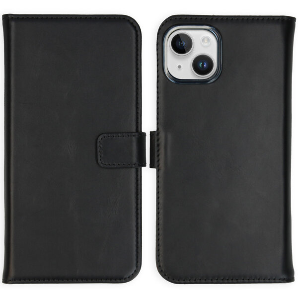 Selencia - Genuine Leather Bookcase voor Apple iPhone 15 - Black