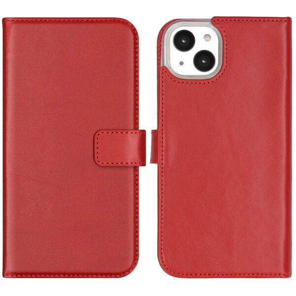 Selencia - Genuine Leather Bookcase voor Apple iPhone 14 Plus - Red