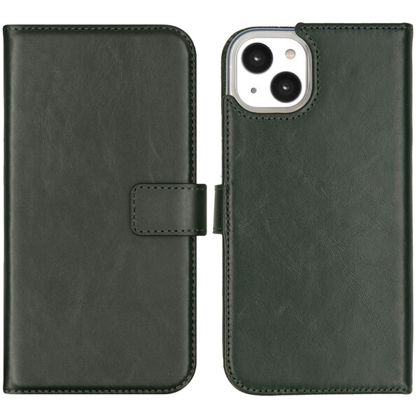 Selencia - Genuine Leather Bookcase voor Apple iPhone 14 Plus - Green