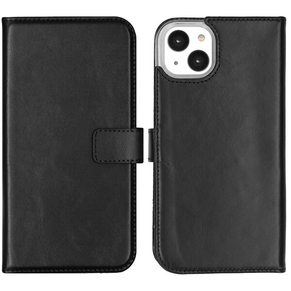 Selencia - Genuine Leather Bookcase voor Apple iPhone 14 Plus - Black