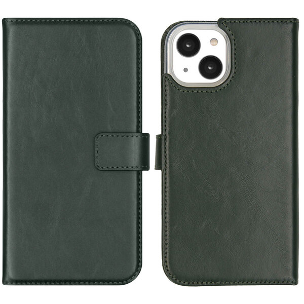 Selencia - Genuine Leather Bookcase voor Apple iPhone 14 - Green
