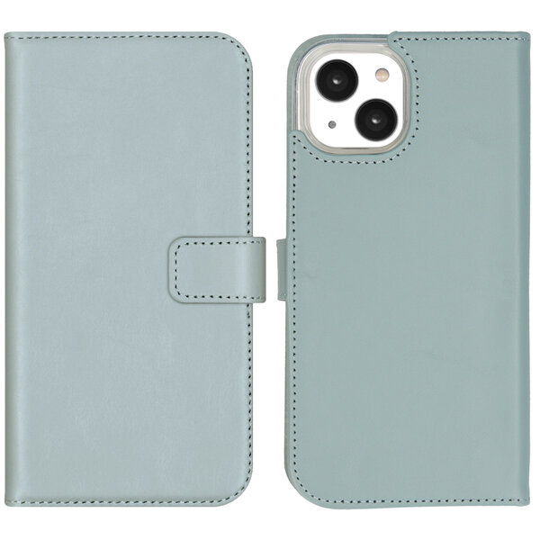 Selencia - Genuine Leather Bookcase voor Apple iPhone 14 - Air Blue