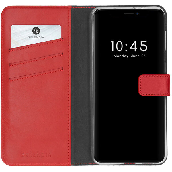 Selencia - Genuine Leather Bookcase voor Apple iPhone 13 Pro Max - Red