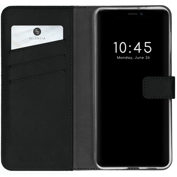 Selencia - Genuine Leather Bookcase voor Apple iPhone 13 Pro Max - Black