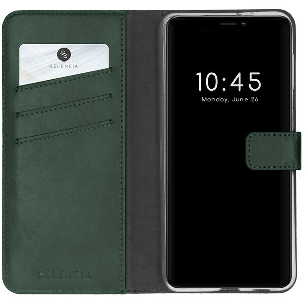 Selencia - Genuine Leather Bookcase voor Apple iPhone 13 Pro - Green