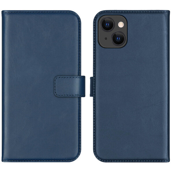 Selencia - Genuine Leather Bookcase voor Apple iPhone 13 - Blue