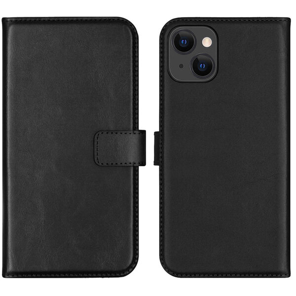 Selencia - Genuine Leather Bookcase voor Apple iPhone 13 - Black