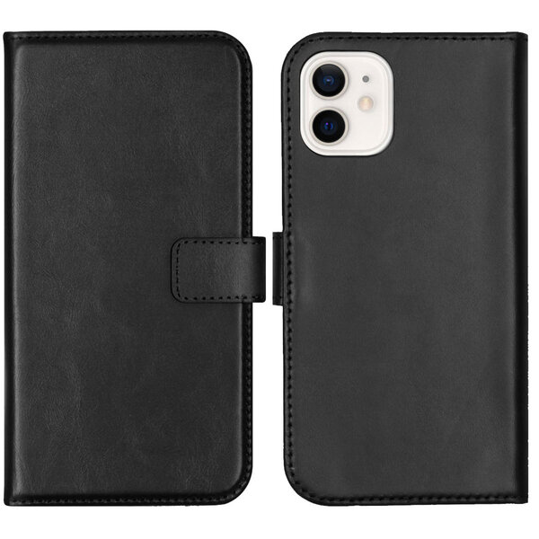 Selencia - Genuine Leather Bookcase voor Apple iPhone 12 Mini - Black