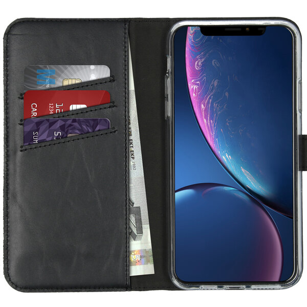 Selencia - Genuine Leather Bookcase voor Apple iPhone 11 Pro Max - Black