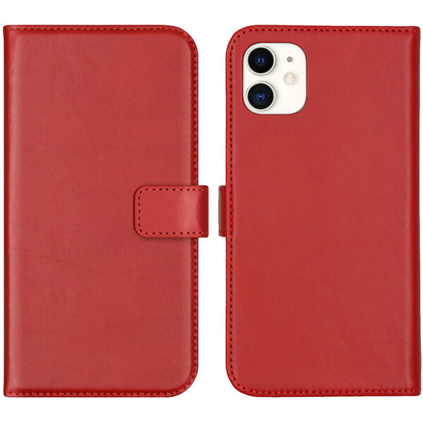 Selencia - Genuine Leather Bookcase pour Apple iPhone 11 - Red