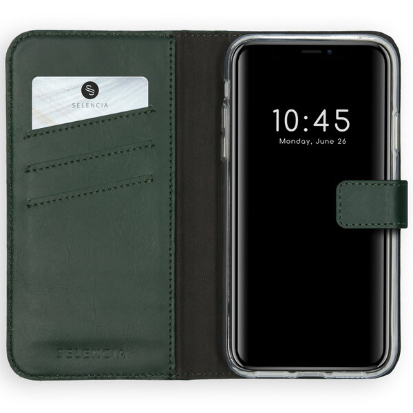 Selencia - Genuine Leather Bookcase voor Apple iPhone 11 - Green