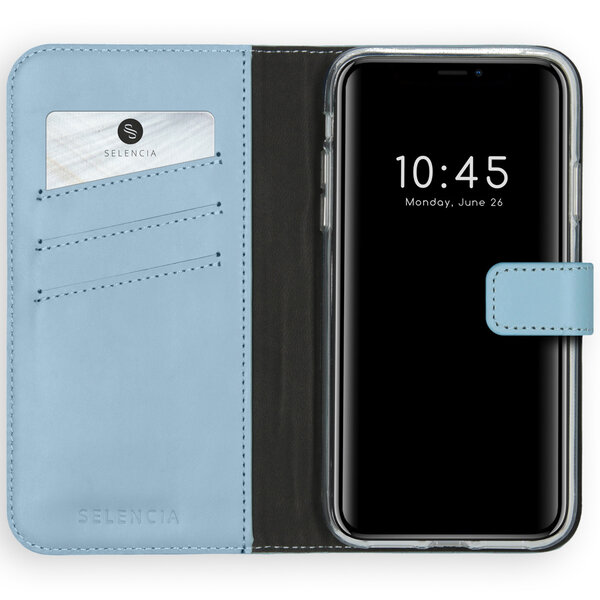 Selencia - Genuine Leather Bookcase voor Apple iPhone 11 - Air Blue