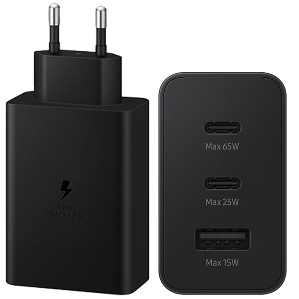 Samsung - Originele Power Adapter Trio - Oplader - 2x USB-C en 1x USB aansluiting - Fast Charge - 65W - Black