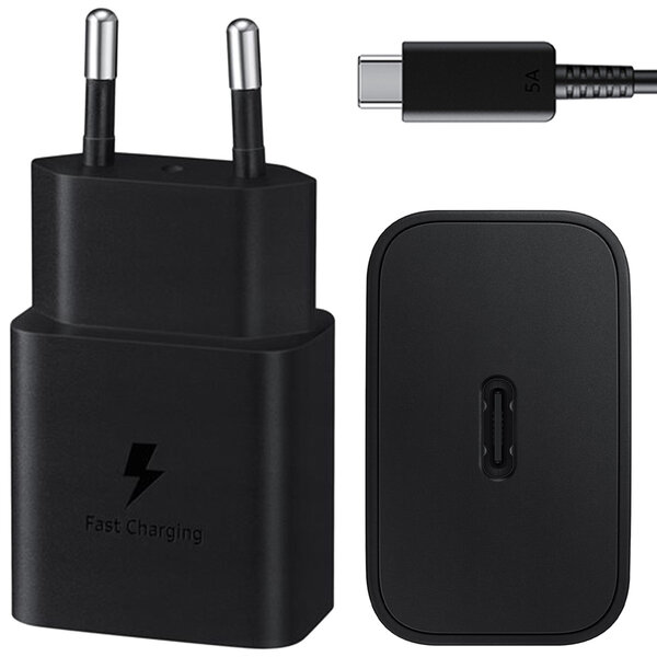 Samsung - Originele Power Adapter met USB-C kabel - Oplader - USB-C aansluiting - Fast Charge - 15 Watt - 1 m - Black
