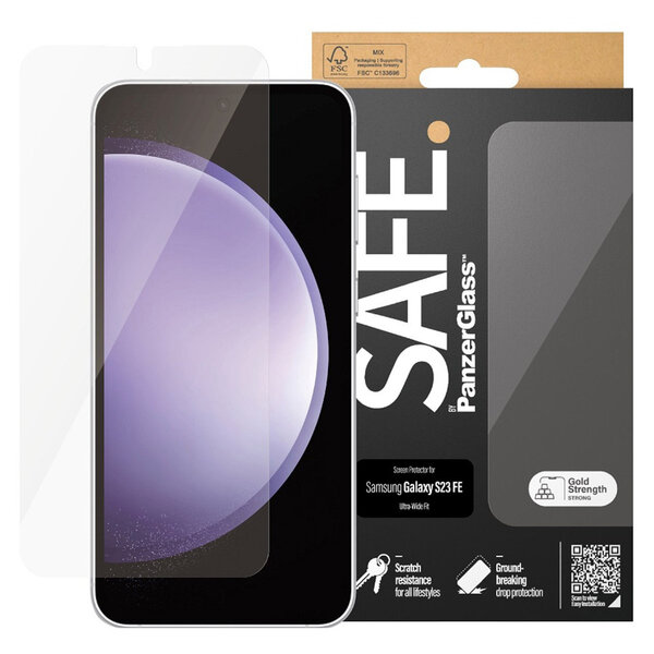 SAFE by PanzerGlass - Ultra-Wide Fit Screenprotector voor Samsung Galaxy S23 FE - Transparent
