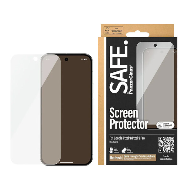 SAFE by PanzerGlass - Ultra-Wide Fit Screenprotector voor Google Pixel 9 / 9 Pro - Transparent