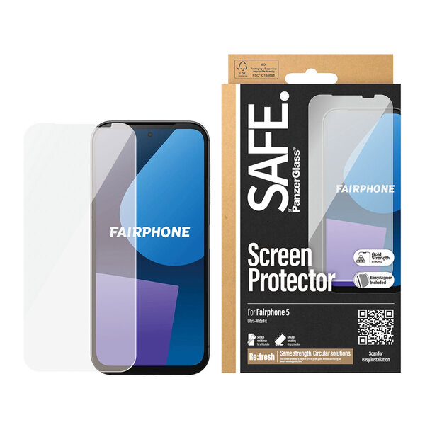 SAFE by PanzerGlass - Ultra-Wide Fit Screenprotector voor Fairphone 5 - Transparent