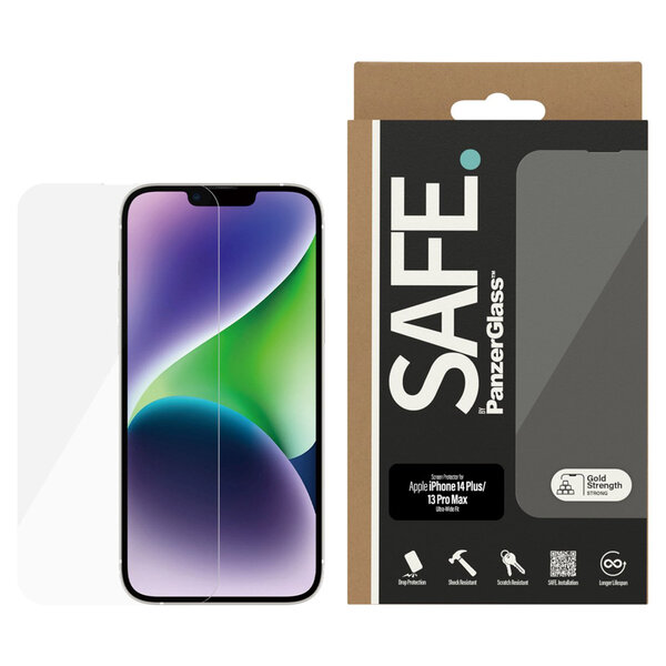 SAFE by PanzerGlass - Ultra-Wide Fit Screenprotector voor Apple iPhone 14 Plus / 13 Pro Max - Transparent