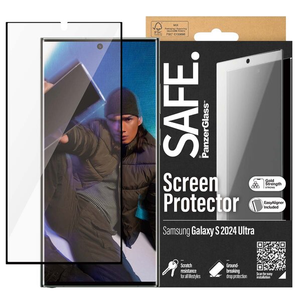 SAFE by PanzerGlass - Ultra-Wide Fit Screenprotector Refresh incl. applicator voor Samsung Galaxy S24 Ultra - Transparent