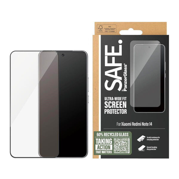 SAFE by PanzerGlass - Ultra-Wide Fit Screenprotector incl. applicator voor Xiaomi Redmi Note 14 (4G) - Transparent