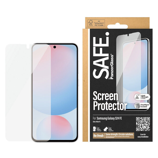 SAFE by PanzerGlass - Ultra-Wide Fit Screenprotector incl. applicator voor Samsung Galaxy S24 FE - Transparent