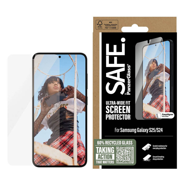 SAFE by PanzerGlass - Ultra-Wide Fit Screenprotector incl. applicator voor Samsung Galaxy S24 - Transparent