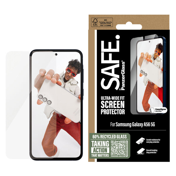 SAFE by PanzerGlass - Ultra-Wide Fit Screenprotector incl. applicator voor Samsung Galaxy A56 - Transparent