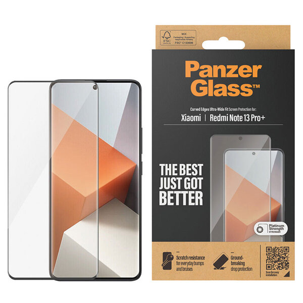PanzerGlass - Ultra-Wide Fit Anti-Bacterial Screenprotector voor Xiaomi Redmi Note 13 Pro Plus (5G) - Transparent