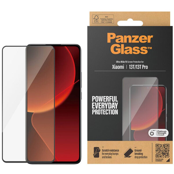 PanzerGlass - Ultra-Wide Fit Anti-Bacterial Screenprotector voor Xiaomi 13T / 13T Pro - Transparent